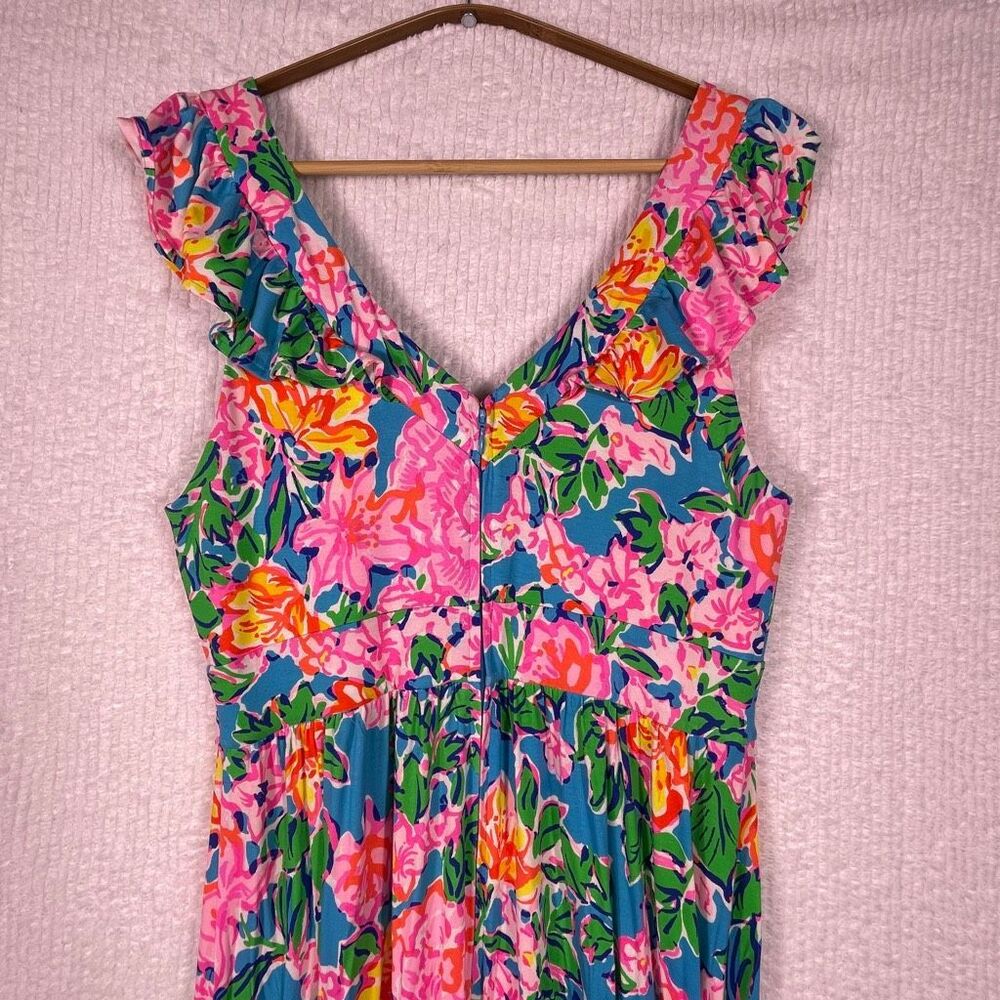 Lilly Pulitzer Multicolor Floral Ruffle Sleeve Vyra Maxi Dress Size 10 - Picture 5 of 10